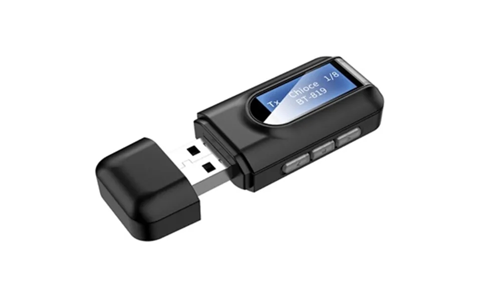 2-i-1 Bluetooth Audio Adapter Med Lcd Skærm Rt11 - Sort
