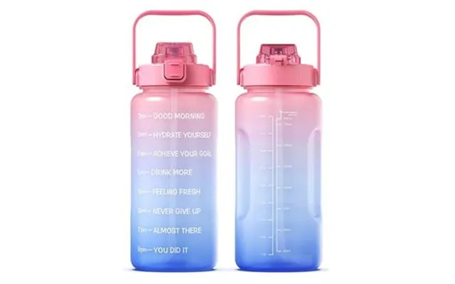 2,2 L water bottle bpa-free sportsdrikkeflaske with straw past, the laws tidsmarkør sportsmotiverende watering can - pink blue product image
