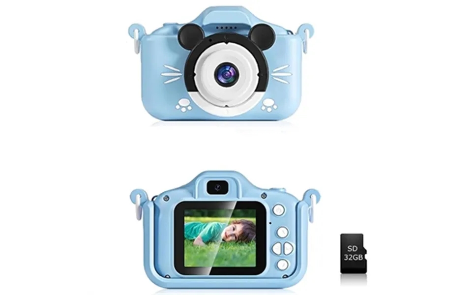 Digitalt Kamera Til Børn Med 32gb Hukommelseskort - Blå