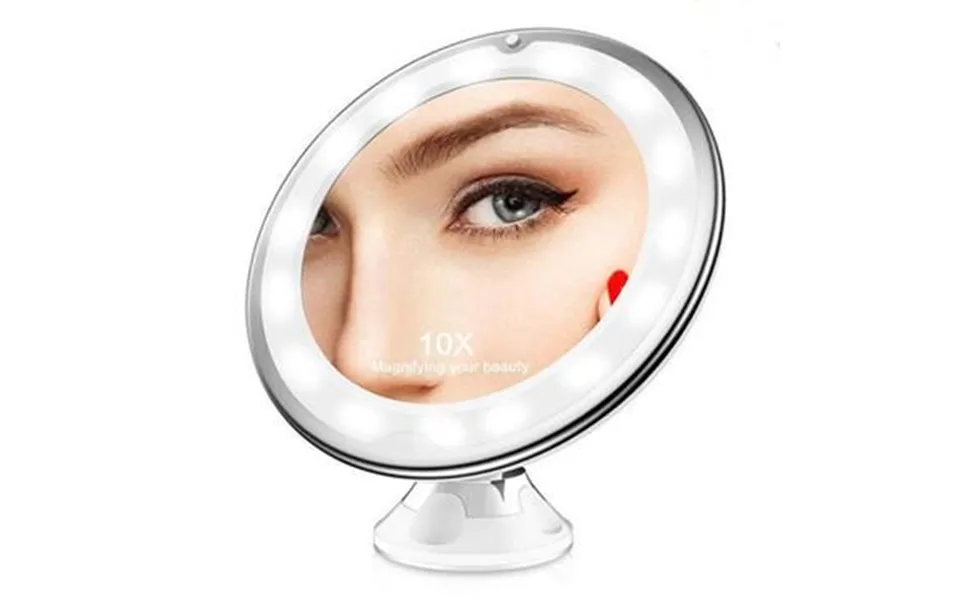 Led-spejl Med 10x Forstørrelse 8-tommers Makeupspejl Med Sugekopdesign Til Badeværelsesbordet