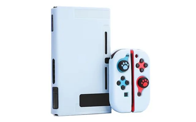 Scratchproof dockable case seen to nintendo switch console soft silicone joystick protection cover - blue product image