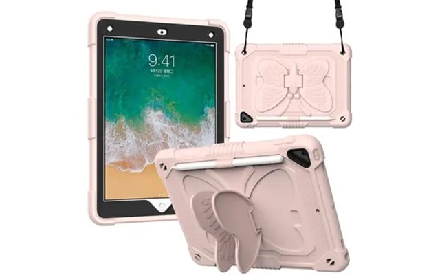 Sommerfugleformet kickstand pc silicone tablet cover with shoulder strap to ipad 9,7 inch 2018 2017 ipad air 2 - pink product image
