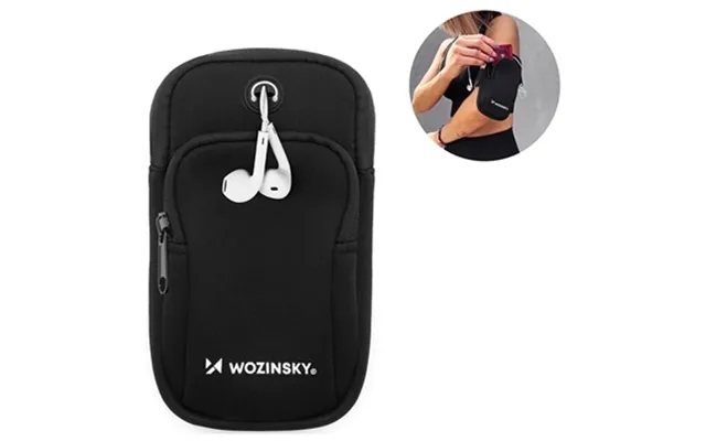 Wozinsky universal dual pocket sports bracelet to smartphones - black product image