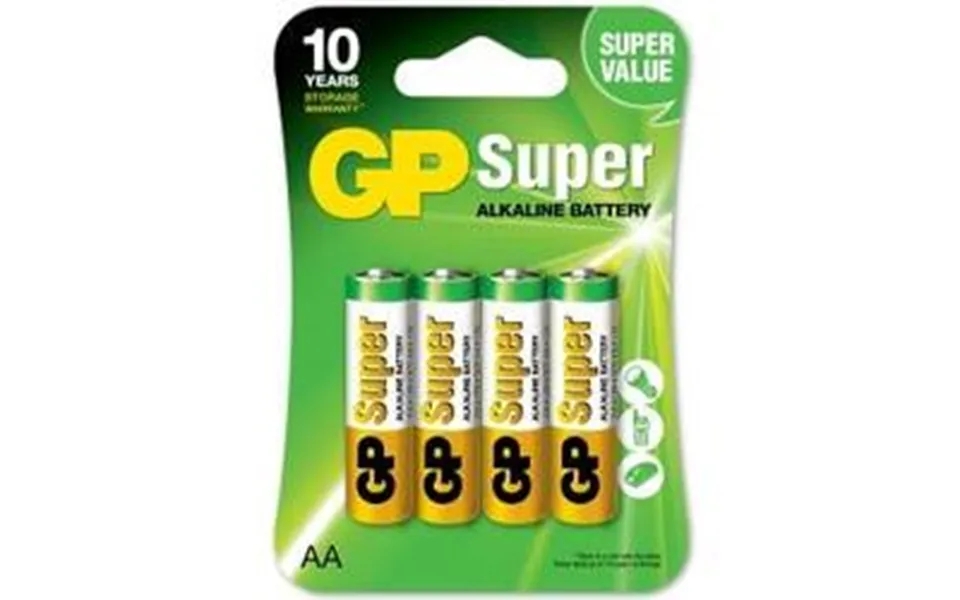 Gp Super Alkaline Batteripakke Aa Lr6 1,5v - 4 Stk.