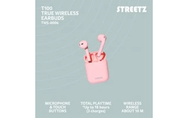 Streetz T100 True Wireless Large Semi-in-ear, Pink - Høretelefon product image