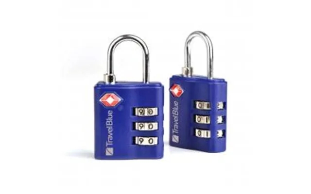 Travelblue 2 X Tsa 3 Dial Combi Lock, Blue - Hængelås product image