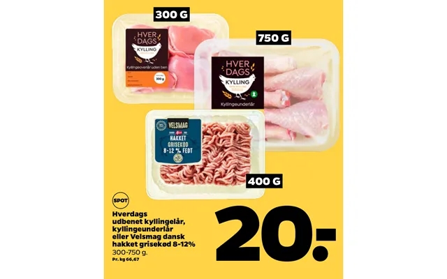 Every day boneless chicken legs, kyllingeunderlår or palatability danish chopped pork 8-12% product image