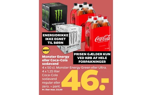 Energy drinks not suitable to children by purchase of throughout monster energy or coca-cola soda product image