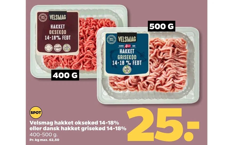 Palatability chopped beef 14-18% or danish chopped pork 14-18%
