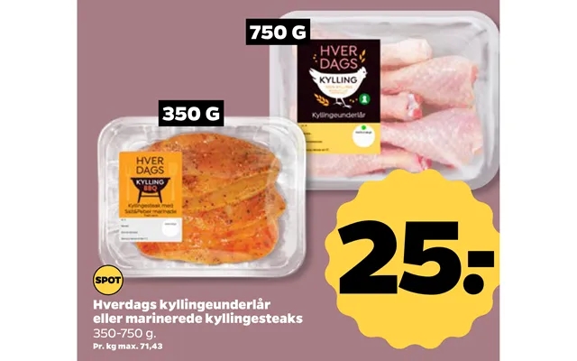 Every day kyllingeunderlår or marinated kyllingesteaks product image