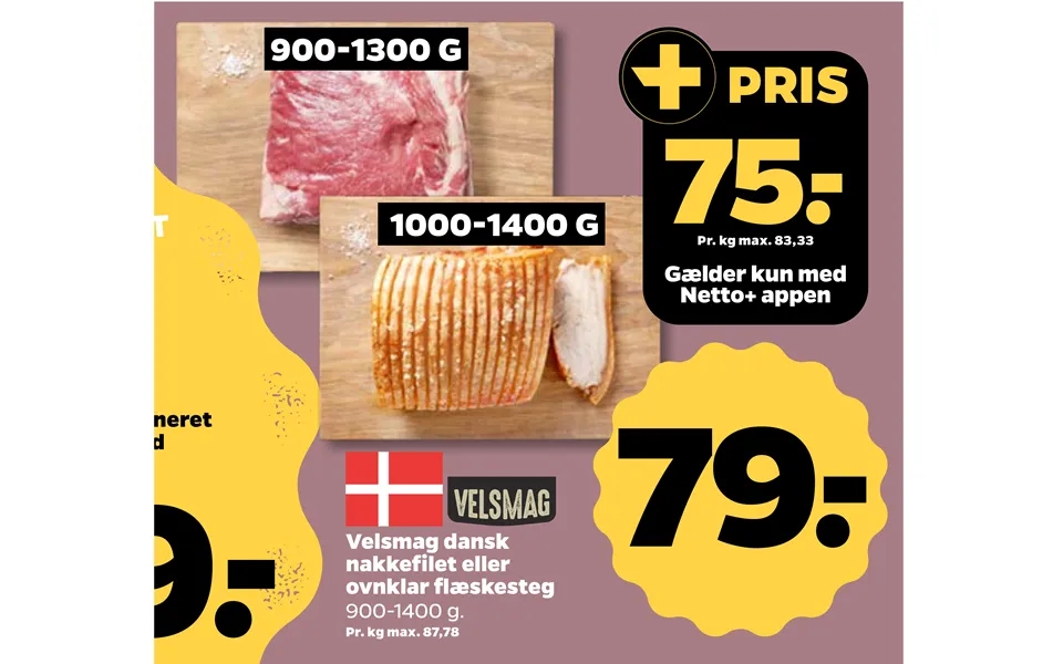 Velsmag Dansk Nakkefilet Eller Ovnklar Flæskesteg