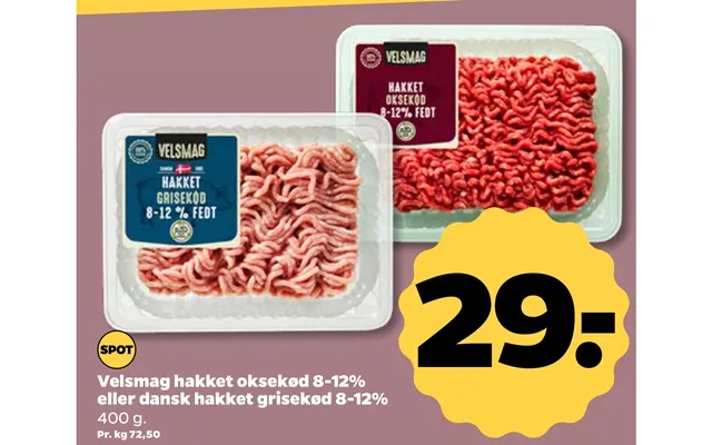 Velsmag Hakket Oksekød 8-12% Eller Dansk Hakket Grisekød 8-12% product image