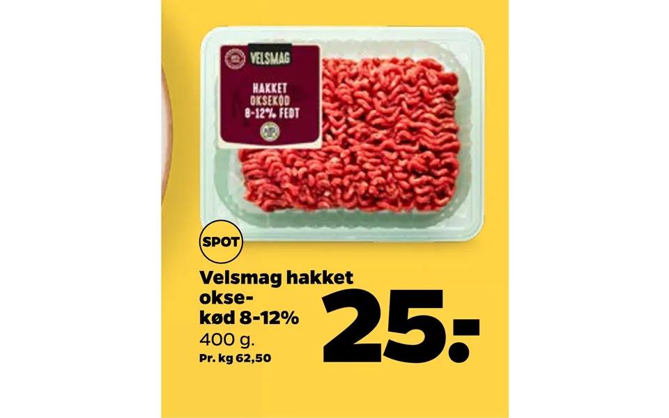 Velsmag Hakket Oksekød 8-12%