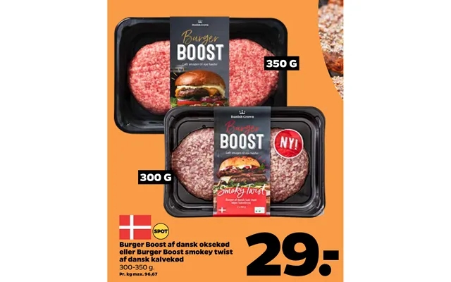 Burger Boost Af Dansk Oksekød Eller Burger Boost Smokey Twist Af Dansk Kalvekød product image