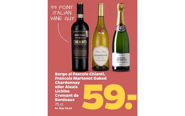 Borgo Al Pascolo Chianti, Francois Martenot Oaked Chardonnay Eller Alexis Lichine Cremant De Bordeaux product image