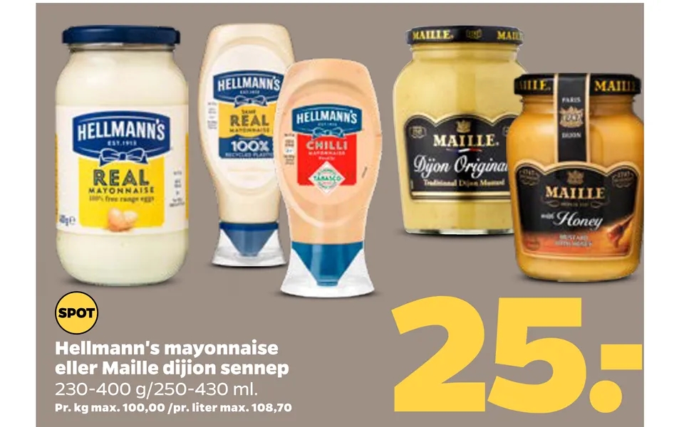 Hellmann's Mayonnaise Eller Maille Dijion Sennep