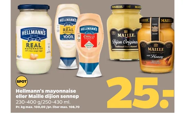 Hellmann's Mayonnaise Eller Maille Dijion Sennep product image