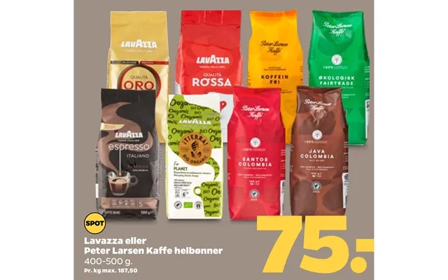 Lavazza or peter larsen coffee helbønner product image