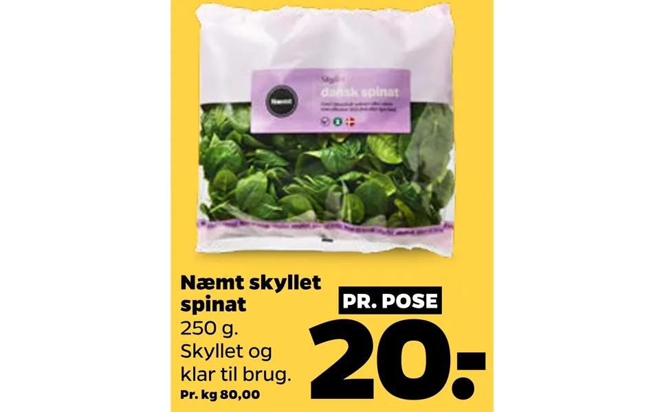 Næmt rinsed spinach