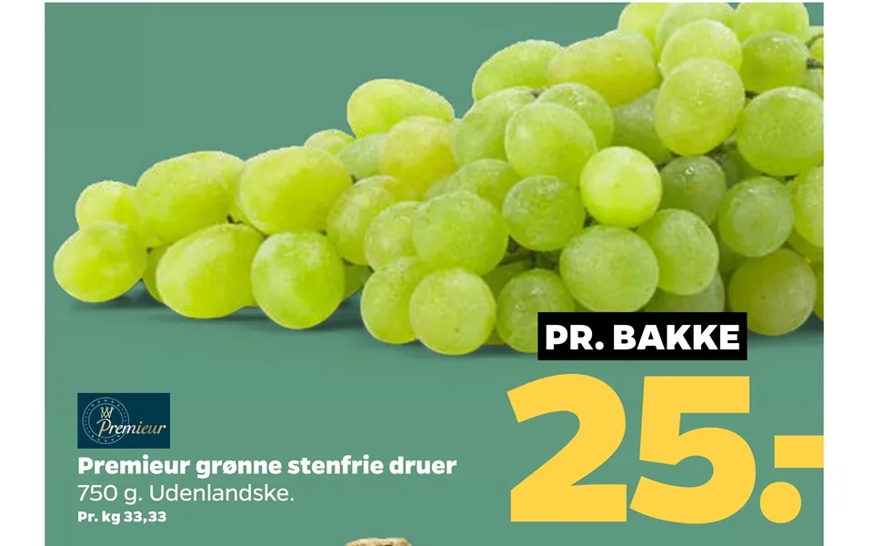 Premieur green seedless grapes