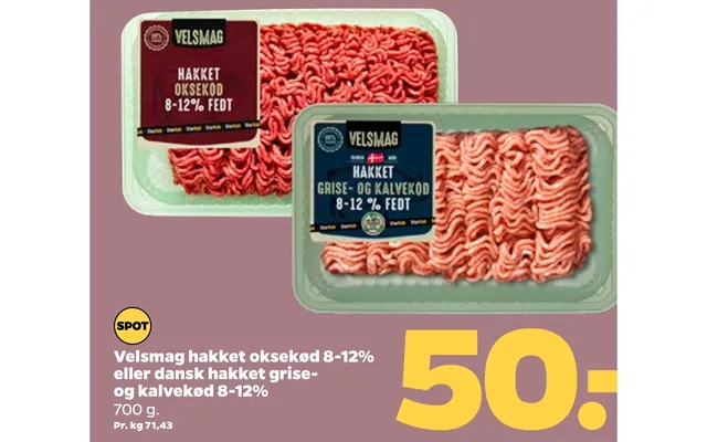 Velsmag Hakket Oksekød 8-12% Eller Dansk Hakket Griseog Kalvekød 8-12% product image