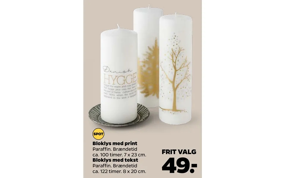 Candles with print candles with text