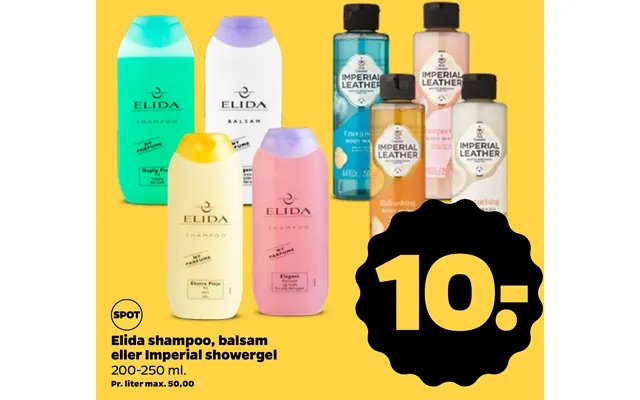 Elida shampoo, conditioner or imperial shower gel product image