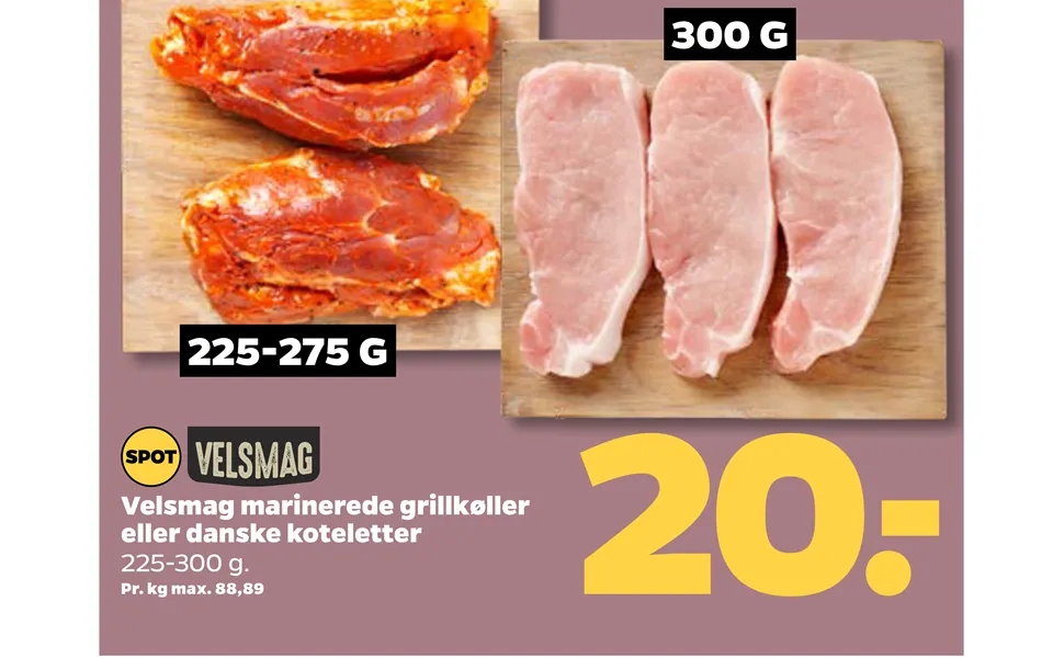 Palatability marinated grillkøller or danish pork chops
