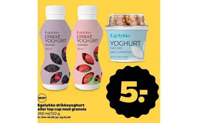 Egelykke drinking yoghurt or top cup with granola product image