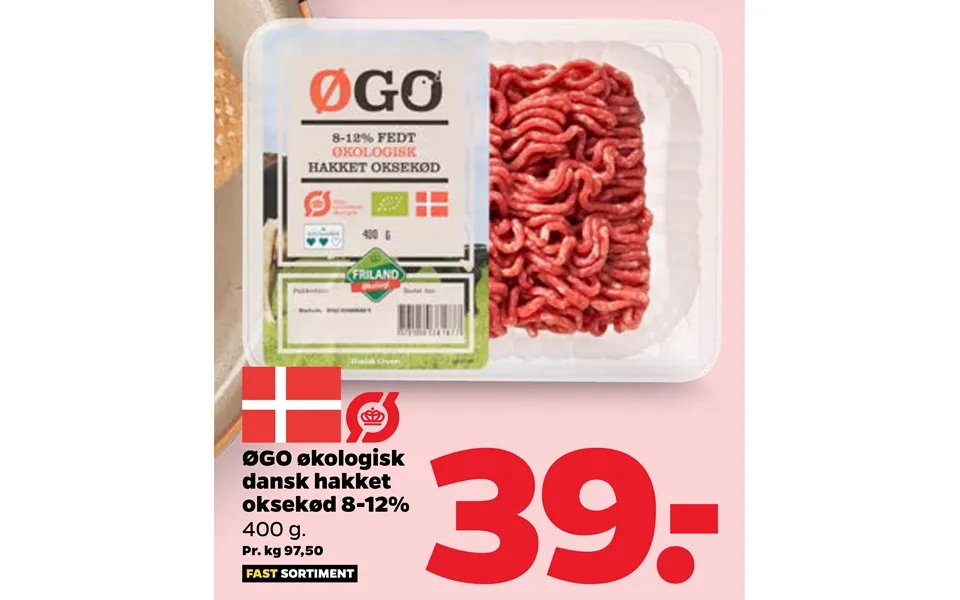 Øgo organic danish chopped beef 8-12%