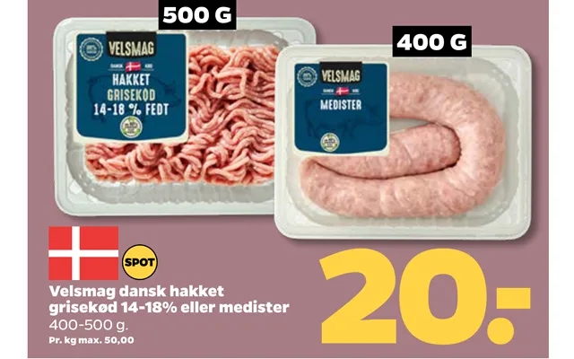 Velsmag Dansk Hakket Grisekød 14-18% Eller Medister product image