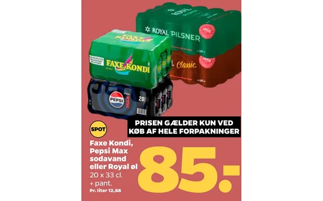 Faxe Kondi, Pepsi Max Sodavand Eller Royal Øl product image