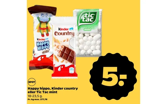 Happy Hippo, Kinder Country Eller Tic Tac Mint product image