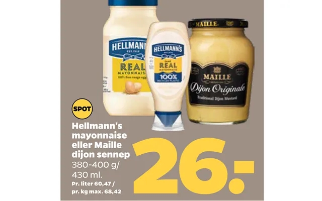Hellmann's Mayonnaise Eller Maille Dijon Sennep product image