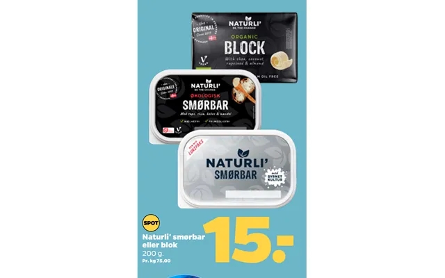 Naturli spreadable or pad product image