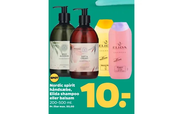 Nordic spirit hand soap, elida shampoo or conditioner product image