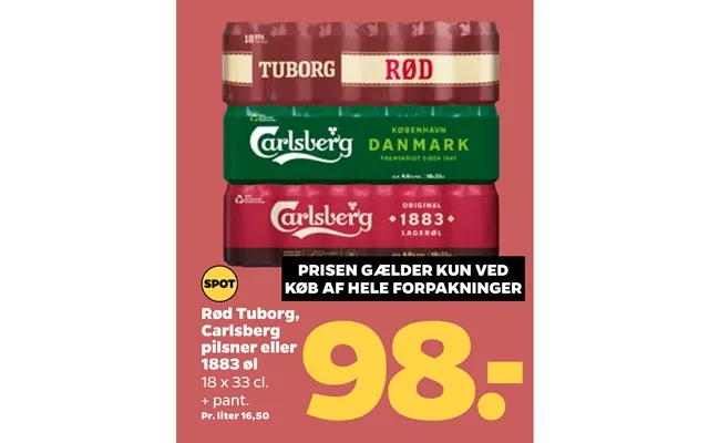 Rød Tuborg, Carlsberg Pilsner Eller 1883 Øl product image