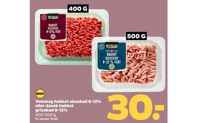 Velsmag Hakket Oksekød 8-12% Eller Dansk Hakket Grisekød 8-12% product image