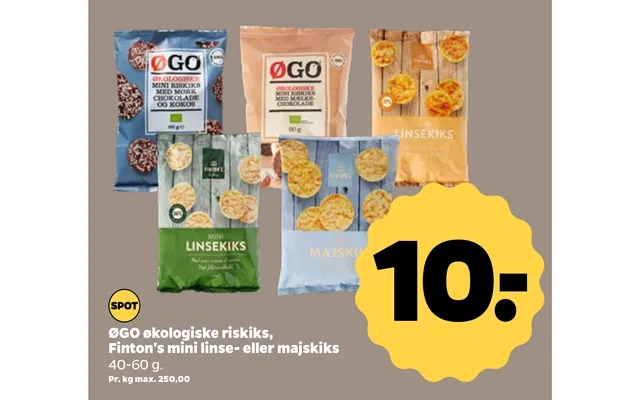 Øgo organic rice crackers, finton s mini lens - or majskiks product image