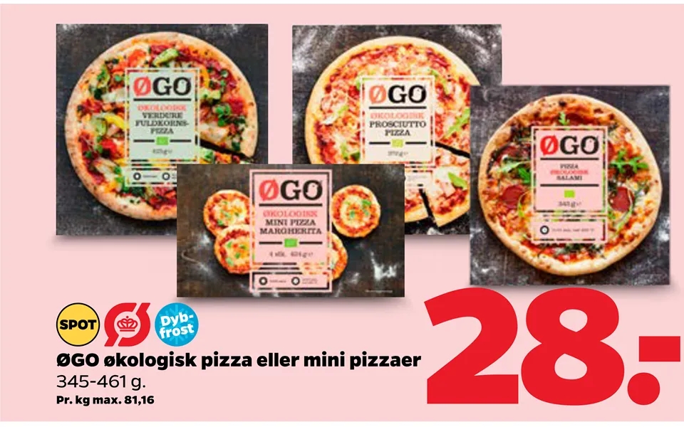 Øgo organic pizza or mini pizzas