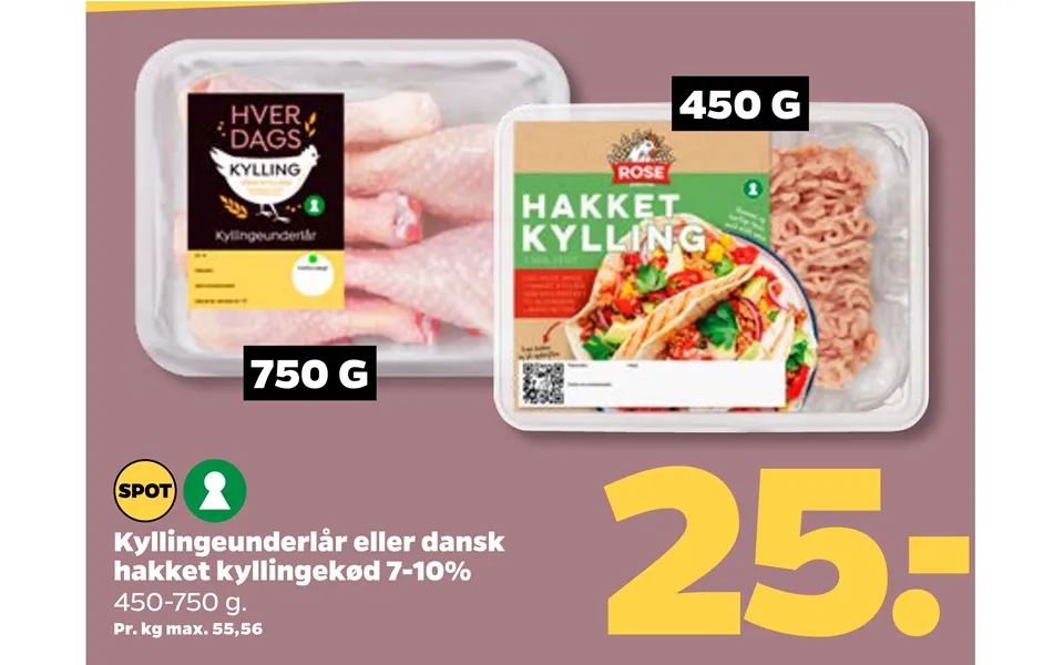 Kyllingeunderlår Eller Dansk Hakket Kyllingekød 7-10%