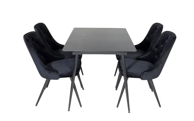 Silar extending table with 4. Paragraph velours chairs - black, norliving product image