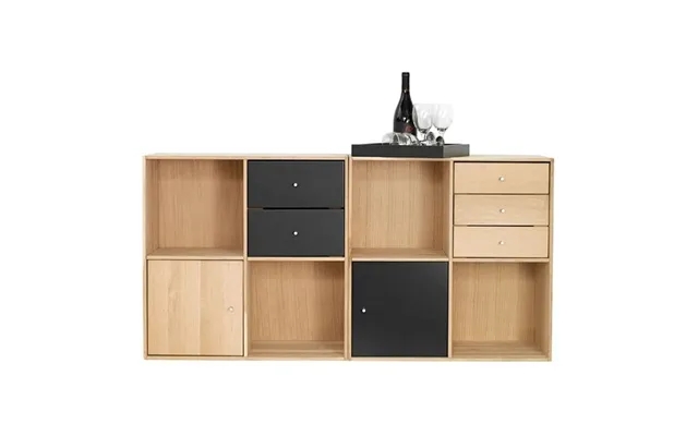 Square bookcase finger tapped in massive oak - - norliving product image