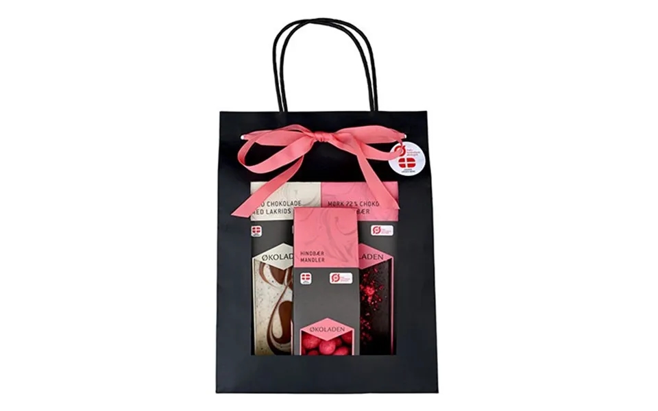 Gourmet Gift Bag Pink Organic M. 2 Chokoladeplader And Dragee Mandler - 240 Gram