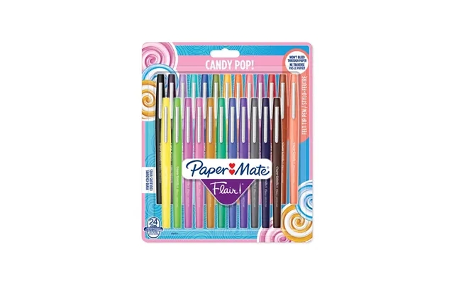 Paper mate paper maté flair field tip pens medium tip 0,7 mm different candy pop-colors 24 pieces product image