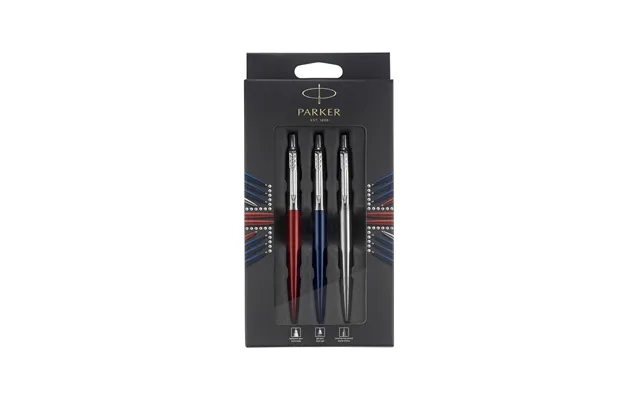 Parks jotter london trio discovery package pen kongeblã - gelepen kensington red past, the laws pencil stainless steel product image