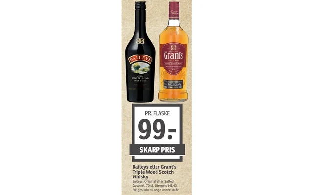 Baileys or grant’p triple wood scotch whiskey product image
