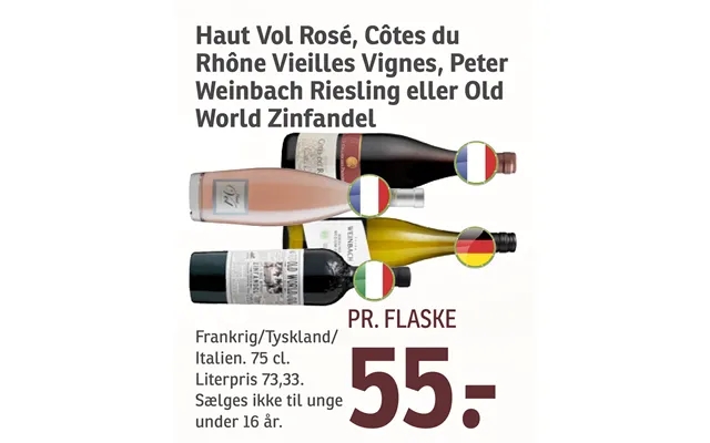 Haut Vol Rosé, Côtes Du Rhône Vieilles Vignes, Peter Weinbach Riesling Eller Old World Zinfandel product image