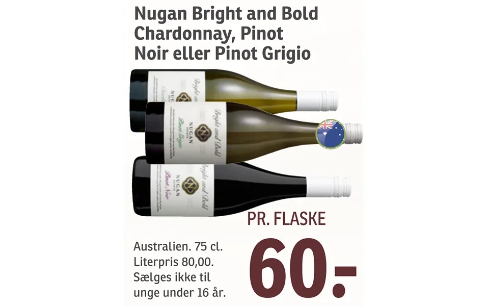 Nugan bright spirit ball chardonnay, pinot noir or pinot grigio