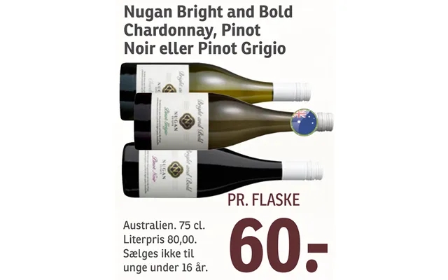 Nugan Bright And Bold Chardonnay, Pinot Noir Eller Pinot Grigio product image